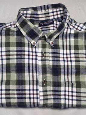 Roundtree & Yorke Green Plaid Button-Down Men's Shirt XXL Long Sleeve